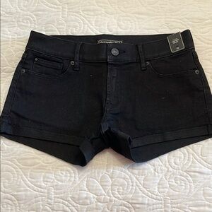 NWT Abercrombie & Fitch Black Jean Shorts Fitted Cuffed SIZE 25